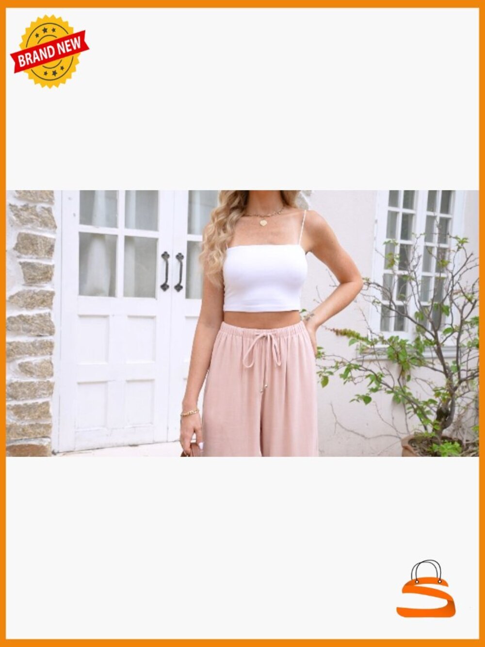 Linen Palazzo Wide Leg Pants with Pockets High Rise - Picture 6 of 6
